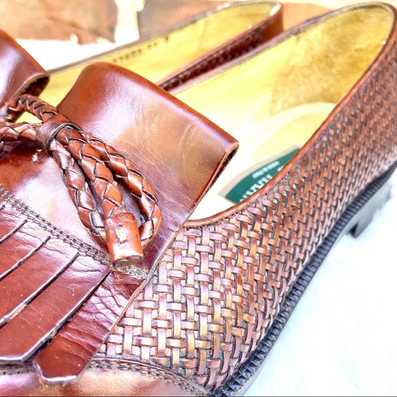 COLE HAAN Walnut Leather Woven Tasseled Loafer - Picture 3 of 8